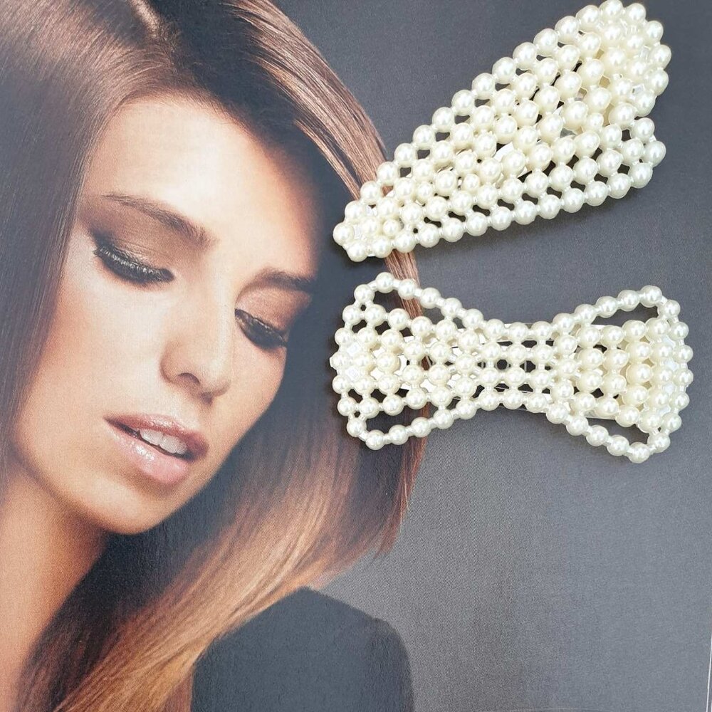 Pearls Bubbles Hair Clip Pin Set of 2 Women Fashion Classic Casual Accessory